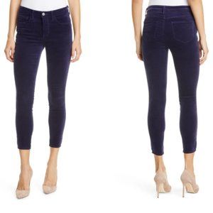 L'AGENCE Margot Velvet High-Rise Cropped Skinny Jeans, Stargazer